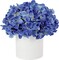 Artificial Blue Hydrangea in Ceramic Vase – Silk Flowers Home Decor